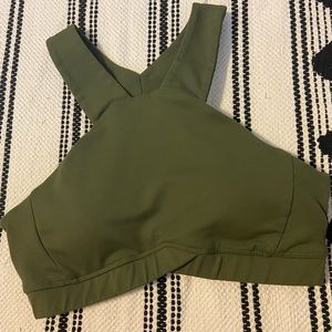 Fabletics Demi Lovato olive green sports bra